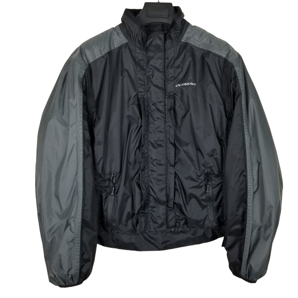 Olympia Motorcycle Jacket Womens XL Black Gray Reflective Zip Out Liner Moto